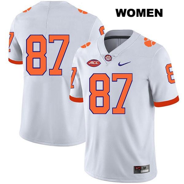 Women's Clemson Tigers #87 J.L. Banks Stitched White Legend Authentic Nike No Name NCAA College Football Jersey DDW7846TT